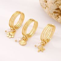 Perhiasan Fashion wanita cincin liontin mata berlian imitasi kristal zirkon mutiara tembaga emas cincin cangkang ular bintang laut terinspirasi kuningan