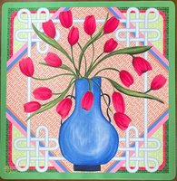 Tapis de jeu Mahjong Charleston, Caroline du Sud, paysage urbain, ville du Sud, pastel, bordure magnolia et palmier, antidérapant