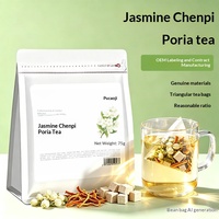 Thé au Jasmin, Peau de Mandarine et Poria, Infusion Froide, Mélange de Thés aux Fleurs, Petits Sachets Individuels