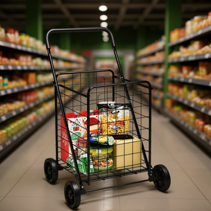 Carrito de Compras Plegable Portátil con 4 Ruedas de PU y Estructura de Malla - Product Image 2