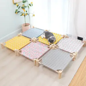 Vendita calda comodo letto rialzato in legno per animali domestici in tela lavabile casa a prova di umidità cane gatto amaca