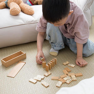 Precio de fábrica Venta caliente Popular Domino Party Toy Domino Kids Juego de mesa Bloques de construcción de madera Juguete con caja de Bambú - Product Image 2