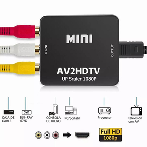 Convertidor AV a HDTV, Adaptador RCA a HD, Mini Upscaler <span class=keywords><strong>de</strong></span> Video y Audio Compuesto CVBS 1080P para Wii, PS2, VHS, DVD - Product Image 2