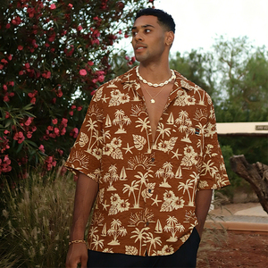 <span class=keywords><strong>Camicia</strong></span> Hawaiana Personalizzata 100% Poliestere 170gsm, Stampa Integrale <span class=keywords><strong>Seersucker</strong></span>, <span class=keywords><strong>Camicia</strong></span> con Bottoni per Uomo - Product Image 1