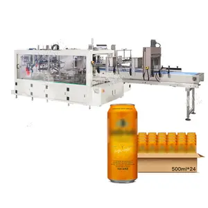 Packing Pouch Bottle Cans Automatic Hot Melt Glue Sealing Custom Carbon Steel Wraparound Case Packer Machine