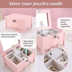 Caja de Música de Lujo Rosa Princesa con Llave, Regalo para Niñas, Bailarina, Joyero Personalizado, Caja Musical para Bisutería - Product Image 3