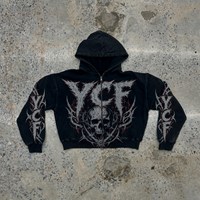 Sweat à capuche zippé noir pour homme, motif crâne gothique, design personnalisé, style Darkwear, graphique oversize, Emo Streetwear, fabricant de marque privée