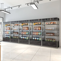 Présentoir de magasin de perruques en cheveux moderne personnalisé Présentoir de magasin de perruque de beauté mural à plusieurs niveaux pour boutique de vente au détail