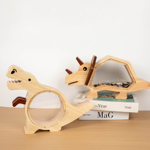 Hucha de madera premium con forma de dinosaurio, adorable caja transparente para ahorrar dinero para niños, adorno decorativo para el hogar y <span class=keywords><strong>juguete</strong></span> - Product Image 1