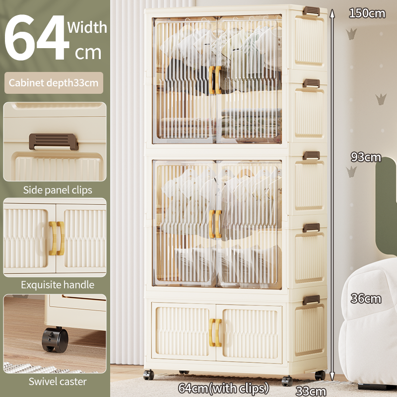 65 width-2 wardrobe 1 folding cabinet