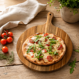 Tabla de cortar de madera de acacia premium con mango, tabla de madera para servir pizza, pan y <span class=keywords><strong>queso</strong></span> - Product Image 6