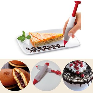 Stylo de décoration <span class=keywords><strong>en</strong></span> <span class=keywords><strong>silicone</strong></span> pour gâteaux, biscuits, pâtisseries, glaçages, crème et chocolat, avec 4 embouts différents - Product Image 6