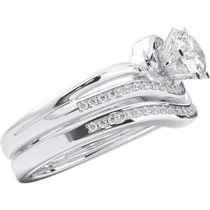 KEEVA JEWELS 950 Platinum 1.10 Carat F-G/VS Round Lab Grown Diamond Engagement <b>Ring</b> with Wedding <b>Band</b> Women's Size - Product Image 4