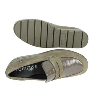 Mocassins en cuir taupe pour femme Cinzia Soft, chaussures confortables à enfiler - Product Image 6