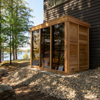 Sauna extérieur en bois massif de luxe, nouvelle conception, pour 2-3 personnes, sauna traditionnel en forme de cube pour villa