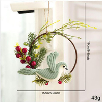 Ornement suspendu en forme d'oiseau en peluche pour couronne de Noël, figurine pour branche d'arbre de Noël, support mural et de porte, accessoires de décoration pour scène de sapin de Noël
