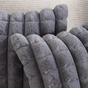 Housse de <span class=keywords><strong>coussin</strong></span> en fausse fourrure pelucheuse, housse de <span class=keywords><strong>coussin</strong></span> décorative douce pour canapé, chambre à coucher, <span class=keywords><strong>blanc</strong></span> crème - Product Image 4