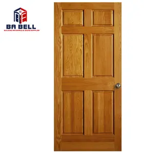 Teak wood door design 6 panels custom factory sales price barn flat panel door wooden front entrance outside doors