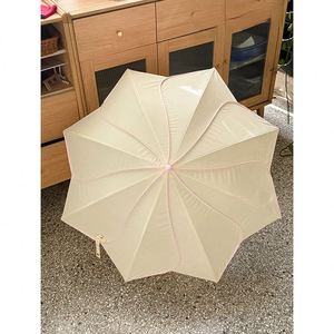 Parapluie personnalisé OEM avec logo, manche long en cuir à pétales de fleurs, bord festonné, protection UV, soleil et pluie, pour femme, cadeau - Product Image 3