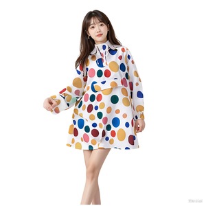Impermeable para <span class=keywords><strong>Mujer</strong></span>, Largo, Cortavientos, Transpirable, Ligero, con Cuello Alto, Estampado de Puntos, con Cierre, para Exteriores - Product Image 1
