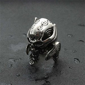 Anillo de calavera para hombre, estilo punk, acero inoxidable, color plateado, joyería de regalo 26093 - Product Image 2