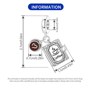 Colgante de cobre blanco con diseño de libro de café, superventas, pulsera DIY de alta gama, joyería y accesorios para mujer - Product Image 3