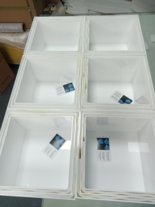 Gaojian <strong>White</strong> <strong>Acrylic</strong> 4mm Modern Buffet Table Riser Cube Nesting Lucite Food Display Pedestal Racks - Product Image 5