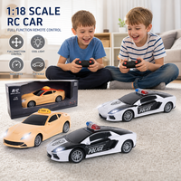 Voiture de police télécommandée HTL 1:18 avec lumières et son, véhicule jouet électrique pour enfants, cadeau pour garçons