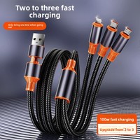Kabel Data Pengisian Cepat 1m dengan Konektor Lightning/Micro USB/Type-C untuk Ponsel, Hadiah Tenun Kuda Tahun Baru, 2-tow 3-head