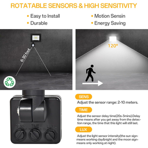Reflector LED de 20W 30W 50W 100W con Sensor de Movimiento IP66 para Exteriores, Seguridad Nocturna, Caminos, Puertas, Jardines, Tiendas, Lámpara de Aluminio AC - Product Image 5