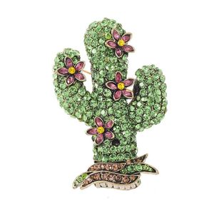 Broche de Cacto Verde com Strass e Detalhes Florais Rosa, Banhado a Ouro Antigo, para Uso Diário - Product Image 6