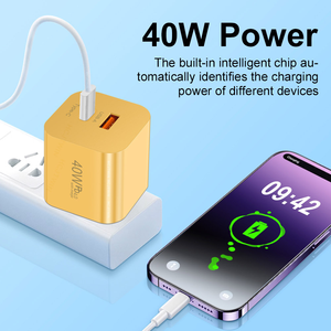 Cargador de Viaje Amarillo PD40W, Enchufes US EU UK, Carga Rápida PD.QC4.0, Material Ignífugo para iPhone y Android - Product Image 5