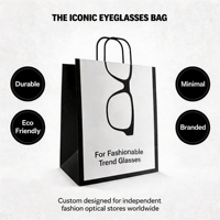 Sac en papier personnalisé pour lunettes avec design de monture noire pour emballage cadeau de magasin d'optique, vente en gros directe d'usine