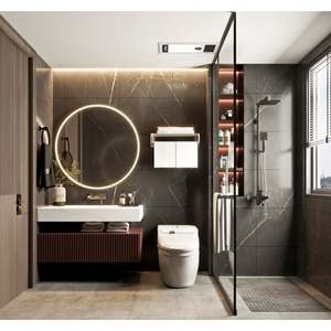 Mueble de Baño con Lavabo, Mueble de Pared para Baño con Espejo, Color Madera, con Lavabo de Granito, Económico - Product Image 3