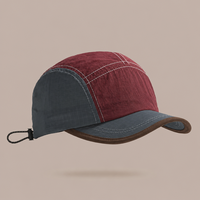 Casquette de camping à séchage rapide, color block, 5 panneaux, légère, pliable, pour la randonnée, le cyclisme, le baseball, avec cordon de serrage arrière