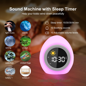 Tùy Chỉnh Cạnh Giường Ngủ Dễ Thương Biểu Tượng Cảm Xúc LED Đèn Trẻ Em Loa Trẻ Em Thức Dậy Ngủ Huấn Luyện Viên Thông Minh Cảm Ứng Ánh Sáng Tự Nhiên Mặt Trời Mọc Đồng Hồ Báo Thức - Product Image 6