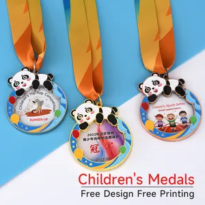 Wholesale Price Factory Supplier Kids Medal Award Gold Awards Panda Acrylic Children's Medals Sports Winner Prize Trophy Gift