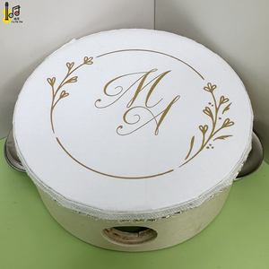 Instrument de musique de fête d'église de mariage de 4 pouces 10 cm en bois de poche personnalisé tambour à main de mariage prix mini tambourin ensemble - Product Image 3