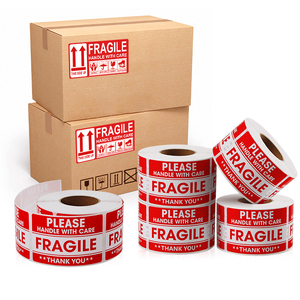 Custom <b>Printed</b> Fragile Warning Labels Handle With Care Glass Breakable Shipping Stickers Strong Adhesive Box Warning Decal - Product Image 5