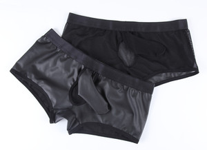 <span class=keywords><strong>Slip</strong></span> boxer da <span class=keywords><strong>uomo</strong></span> in pelle PU con rete <span class=keywords><strong>trasparente</strong></span> e tasca per pene, divertenti e sexy - Product Image 5