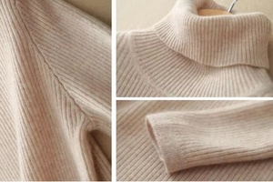 Maglione a Collo Alto Personalizzato in <span class=keywords><strong>Lana</strong></span> e Cashmere per Donna, Pullover Lavorato a Maglia a Tinta Unita, Manica Lunga, Oversize - Product Image 2