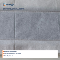 CLEANIFY KY-CS171 Serpillère plate sans lavage, tampons de recharge réutilisables, système Click Mop, manche 3 sections 130,5 cm, plaque 16x8 cm, pour poils d'animaux