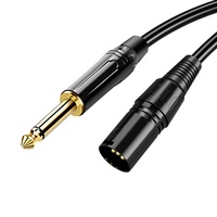 Câble audio micro XLR 3 broches 6,35 mm Femelle-Mâle, blindé haute fidélité avec gaine PVC, paire torsadée, 2m, pour amplificateur et ordinateur
