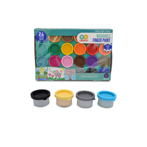 Juego de 6 pinturas lavables para dedos BASIC de 30 ml, seguras para la piel, pintura tempera brillante para niños, manualidades y juego sensorial - Product Image 3
