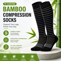 Chaussettes de compression montantes en fibre de bambou, respirantes, anti-odeur, rayées, 20-30 mmHg, pour la course, les voyages et les soins infirmiers, personnalisables en usine