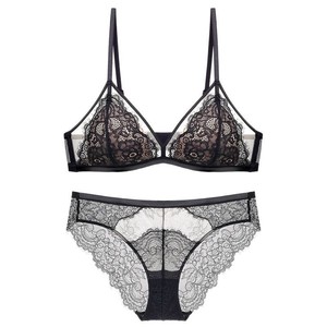 Set di Lingerie Sexy in Pizzo per Donne, Ricamo Floreale <span class=keywords><strong>Bordeaux</strong></span>, Set <span class=keywords><strong>Reggiseno</strong></span> e Mutandine in 2 Pezzi - Product Image 1