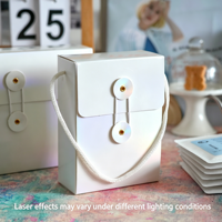 Boîte cadeau carrée en carton blanc avec poignée blanche et couleurs arc-en-ciel, impression offset, emballage personnalisé pour café, thé, petits cadeaux