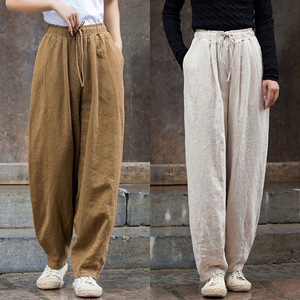 Harem Pants Women Cotton Linen Loose Plus Size Casual Breathable Lantern Pants With Pockets Spring Summer 2025 New Style - Product Image 1