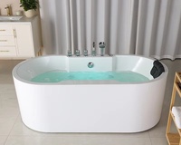 Baignoire autoportante en acrylique moderne et personnalisable avec fonction massage, pour usage intérieur, robinet inclus, design classique