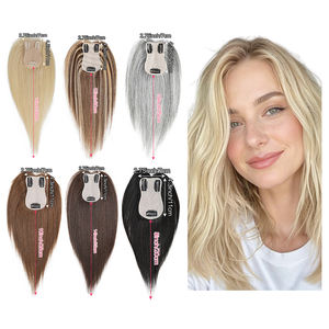 Extensiones de Cabello <span class=keywords><strong>Rubio</strong></span> de Alta Calidad Tipo T 5*7 con Base de Seda y <span class=keywords><strong>Flequillo</strong></span> Francés, Clip para Fijar, Cabello Humano <span class=keywords><strong>Rubio</strong></span> con <span class=keywords><strong>Flequillo</strong></span> - Product Image 6